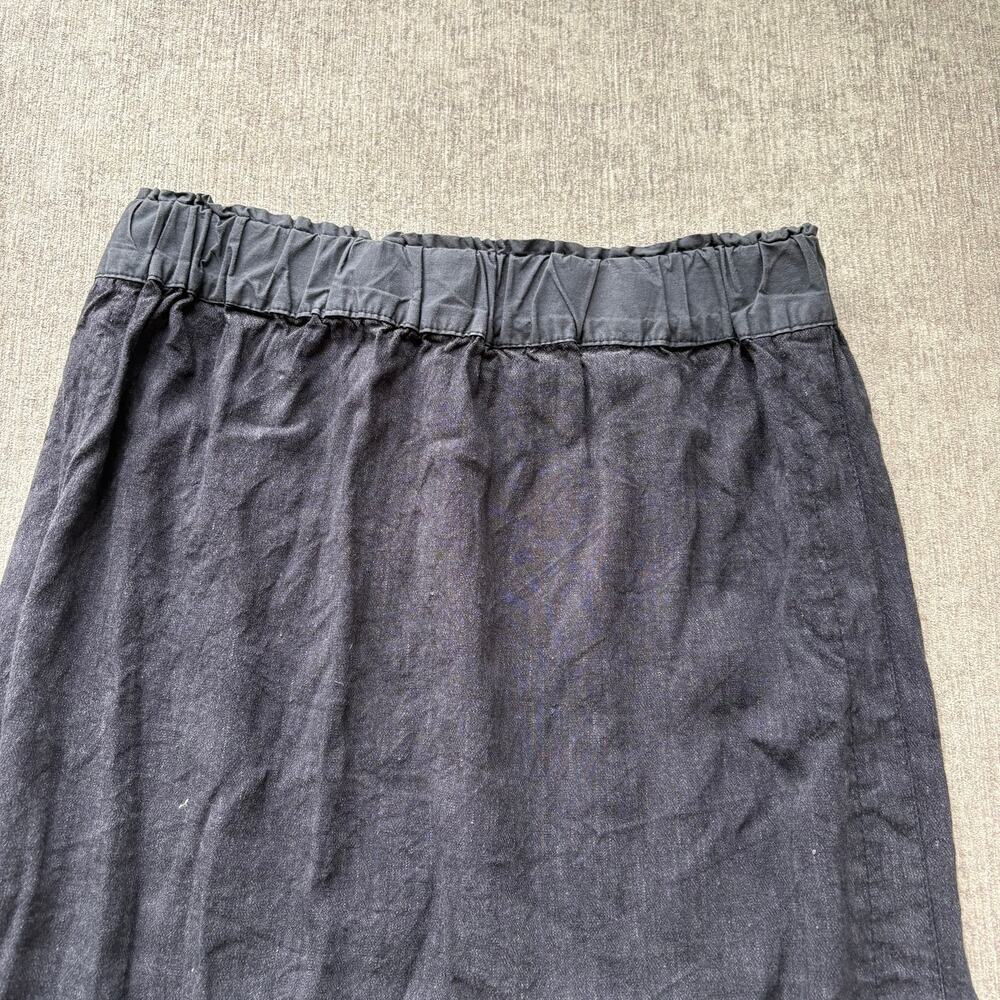 Black Vintage Washed Linen Midi Skirt - Picture 2 of 5